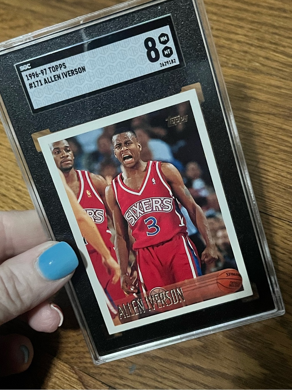 Topps 1996-97 Allen Iverson Basketball Card - Red SGC graded 8